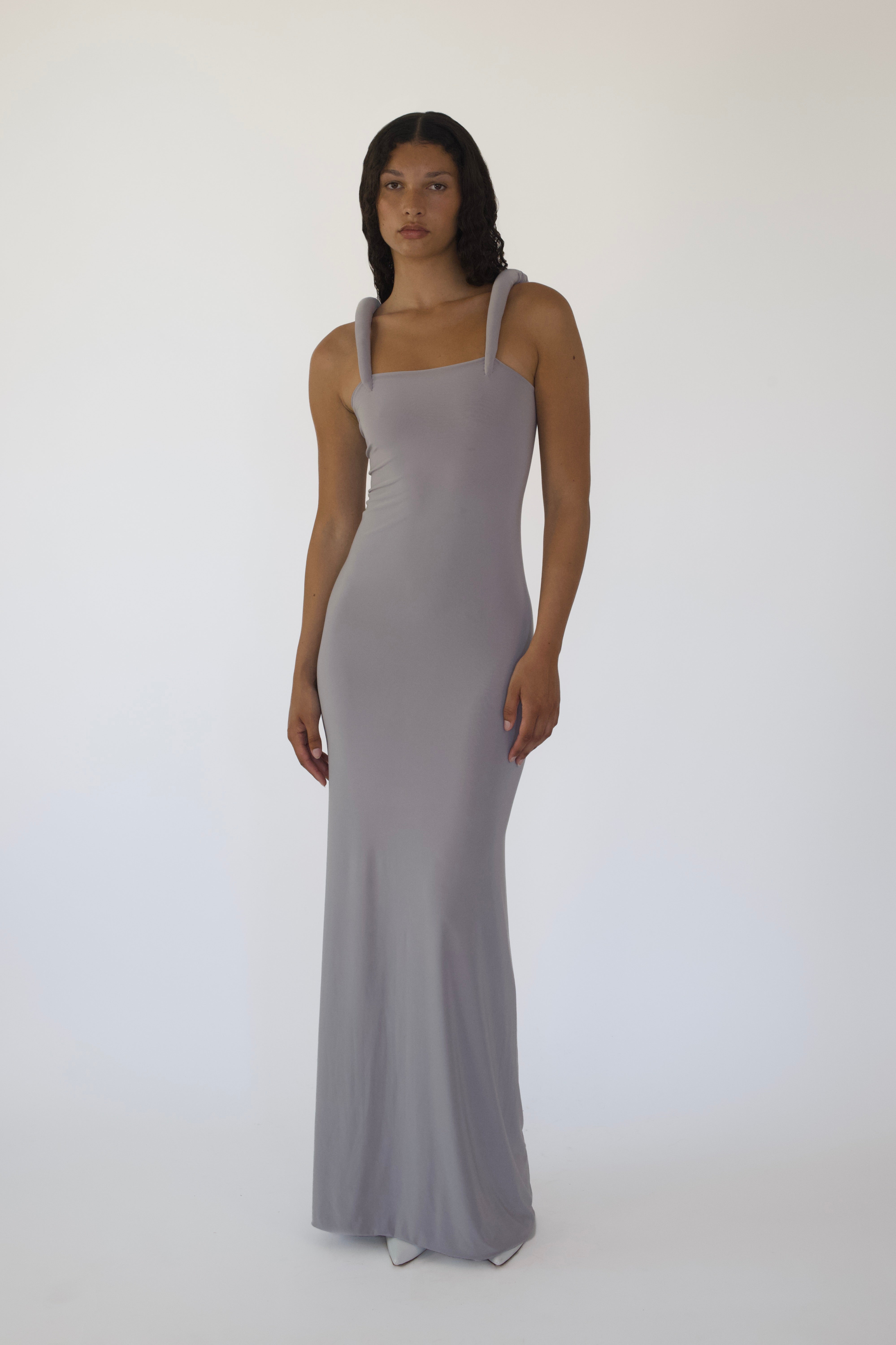 Padded Shoulder Maxi Dress