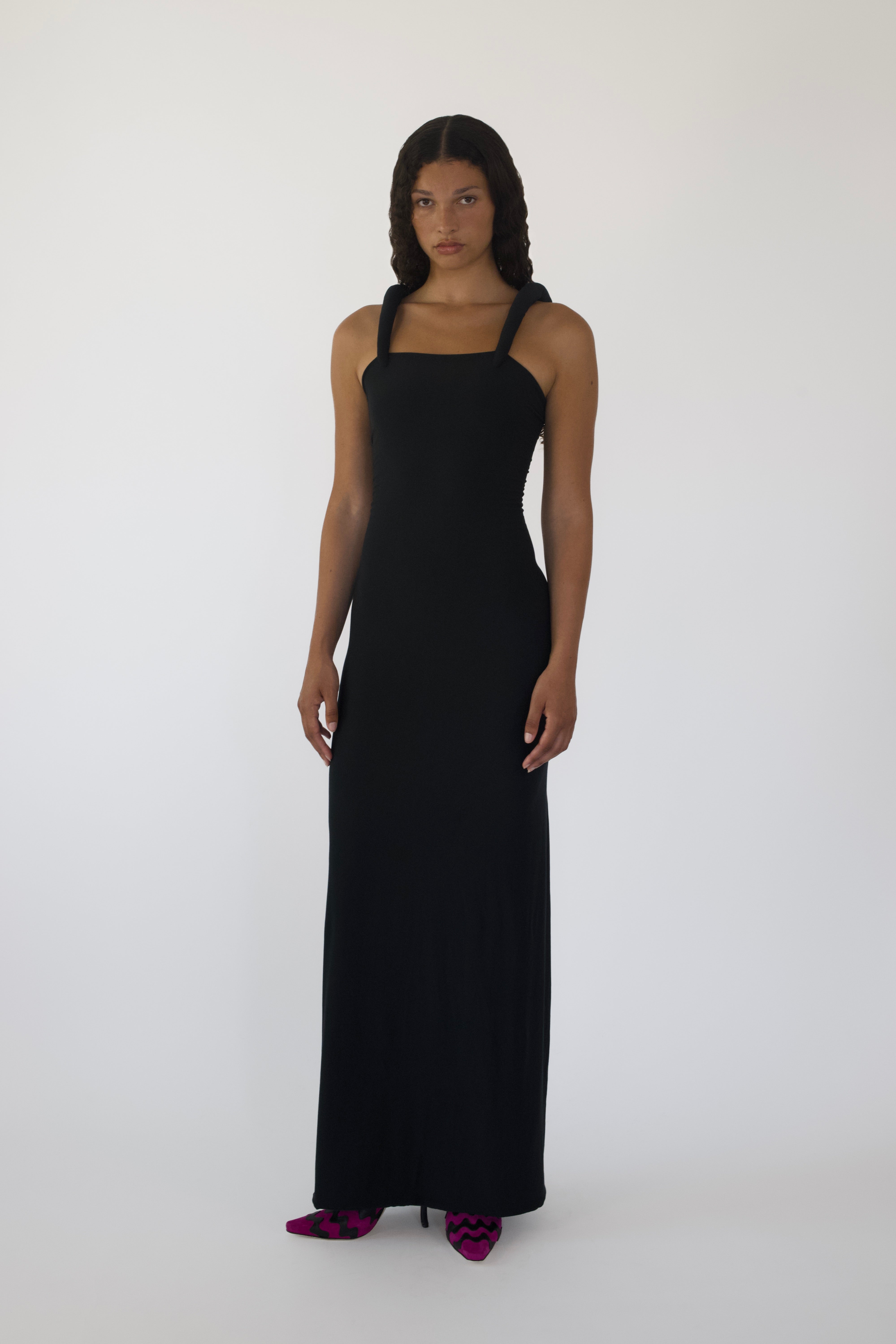 Padded Shoulder Maxi Dress